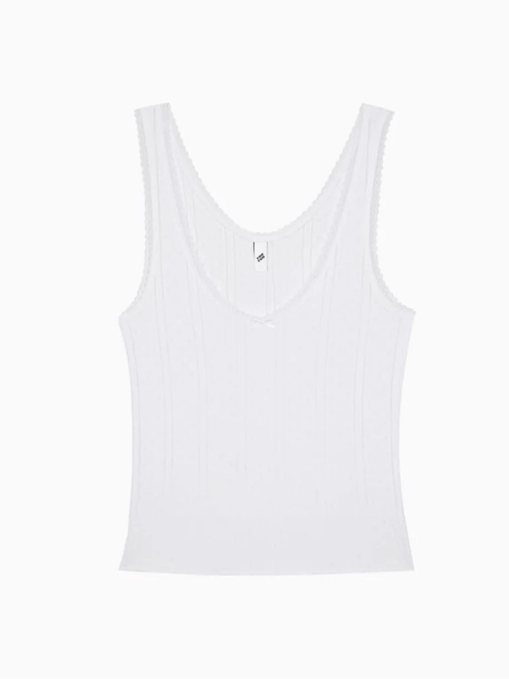 COUCOU INTIMATES The Scoop Tank in White Pointelle (Size XS)